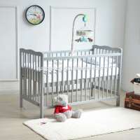 Solid wood cot grey color wooden baby crib