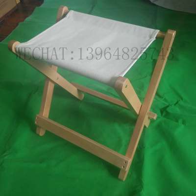 portable natural beech wood canvas  fabric folding stool chairs for outdoor use