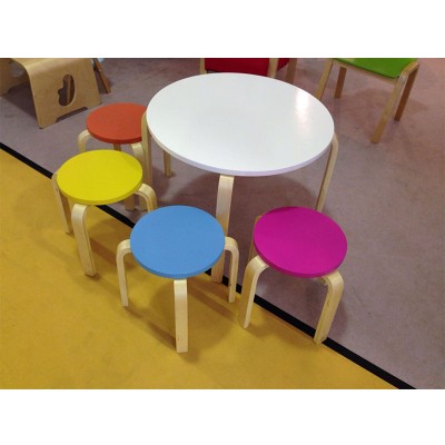 custom children Bentwood Curved Back Table Chair Set Kids Wooden Furniture